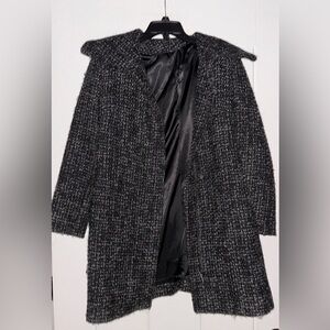 Vintage Jones New York‎ Classic Fit High Neck Full Zip Tweed Coat Y2K Women 4P